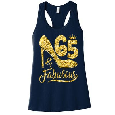 65 Years Old Gifts 65 & Fabulous 65th Birthday high heels Women's Racerback Tank