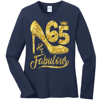 65 Years Old Gifts 65 & Fabulous 65th Birthday high heels Ladies Long Sleeve Shirt