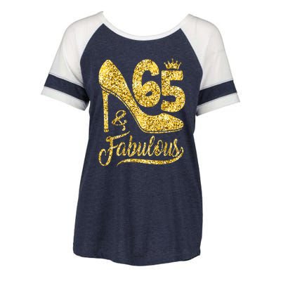 65 Years Old Gifts 65 & Fabulous 65th Birthday high heels Enza Ladies Jersey Colorblock Tee