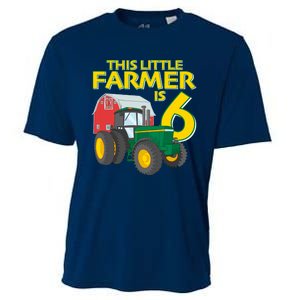 6 Year Old Green Farm Tractor Birthday Party Farmer 6th Gift Cooling Performance Crew T-Shirt