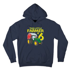 6 Year Old Green Farm Tractor Birthday Party Farmer 6th Gift Hoodie