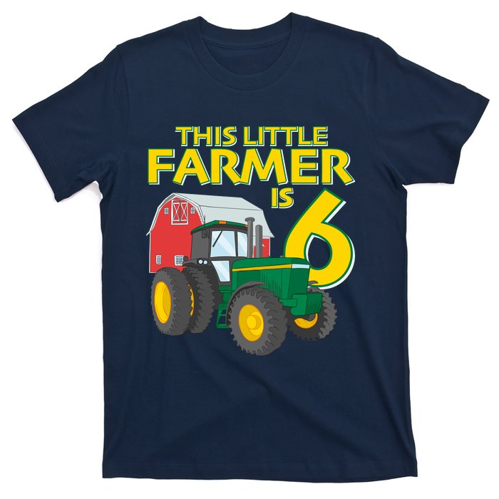 6 Year Old Green Farm Tractor Birthday Party Farmer 6th Gift T-Shirt