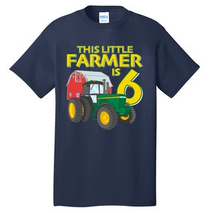 6 Year Old Green Farm Tractor Birthday Party Farmer 6th Gift Tall T-Shirt