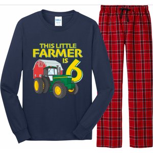 6 Year Old Green Farm Tractor Birthday Party Farmer 6th Gift Long Sleeve Pajama Set