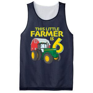 6 Year Old Green Farm Tractor Birthday Party Farmer 6th Gift Mesh Reversible Basketball Jersey Tank