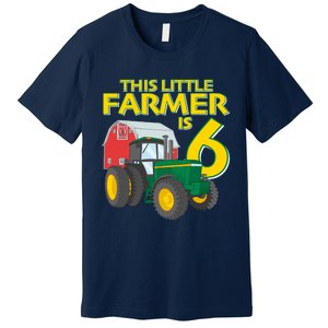 6 Year Old Green Farm Tractor Birthday Party Farmer 6th Gift Premium T-Shirt