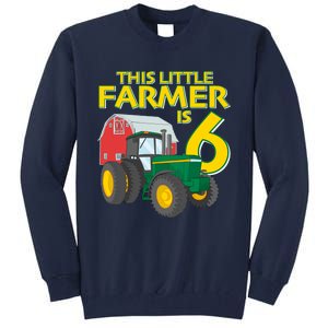 6 Year Old Green Farm Tractor Birthday Party Farmer 6th Gift Tall Sweatshirt