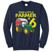 6 Year Old Green Farm Tractor Birthday Party Farmer 6th Gift Tall Sweatshirt