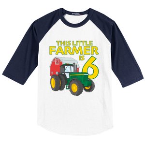 6 Year Old Green Farm Tractor Birthday Party Farmer 6th Gift Baseball Sleeve Shirt