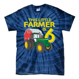 6 Year Old Green Farm Tractor Birthday Party Farmer 6th Gift Tie-Dye T-Shirt