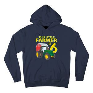 6 Year Old Green Farm Tractor Birthday Party Farmer 6th Gift Tall Hoodie