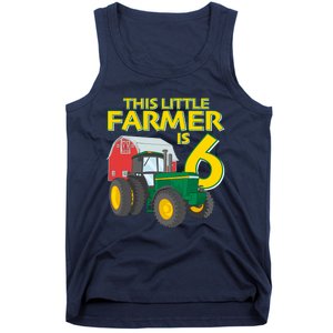 6 Year Old Green Farm Tractor Birthday Party Farmer 6th Gift Tank Top