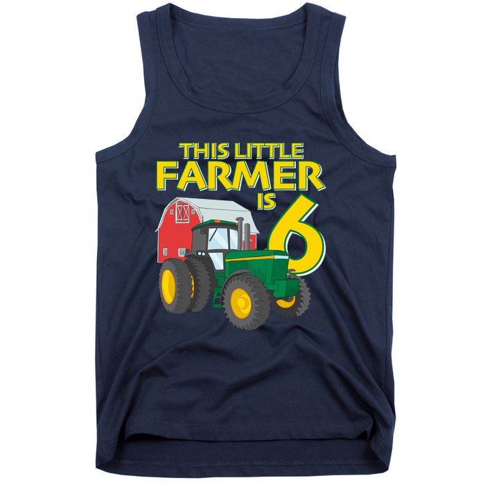 6 Year Old Green Farm Tractor Birthday Party Farmer 6th Gift Tank Top