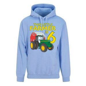 6 Year Old Green Farm Tractor Birthday Party Farmer 6th Gift Unisex Surf Hoodie