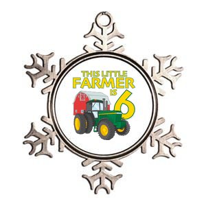 6 Year Old Green Farm Tractor Birthday Party Farmer 6th Gift Metallic Star Ornament