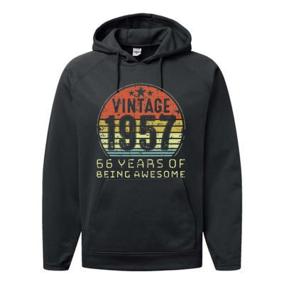 66 Year Old Birthday Vintage 1957 66th Birthday Performance Fleece Hoodie