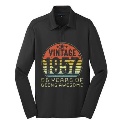 66 Year Old Birthday Vintage 1957 66th Birthday Silk Touch Performance Long Sleeve Polo