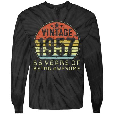 66 Year Old Birthday Vintage 1957 66th Birthday Tie-Dye Long Sleeve Shirt