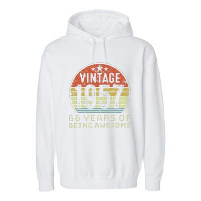 66 Year Old Birthday Vintage 1957 66th Birthday Garment-Dyed Fleece Hoodie