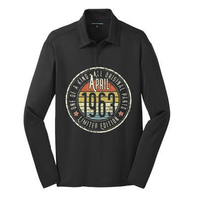 60 Year Old April 1963 Limited Edition 60th Birthday Silk Touch Performance Long Sleeve Polo