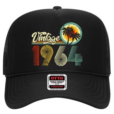 60 Years Old Gifts Vintage Born In 1964 Retro 60th Birthday High Crown Mesh Back Trucker Hat