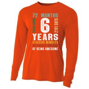 6 Year Of Being Awesome Funny Gift 6th Birthday Gifts Boys Girls Teens Cooling Performance Long Sleeve Crew