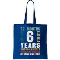 6 Year Of Being Awesome Funny Gift 6th Birthday Gifts Boys Girls Teens Tote Bag