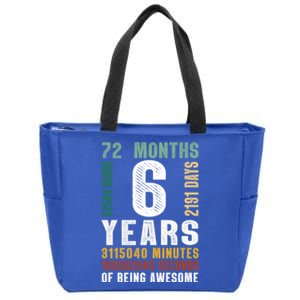 6 Year Of Being Awesome Funny Gift 6th Birthday Gifts Boys Girls Teens Zip Tote Bag