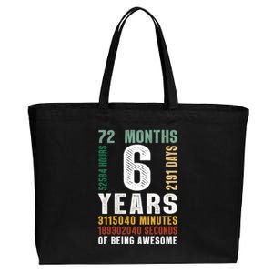 6 Year Of Being Awesome Funny Gift 6th Birthday Gifts Boys Girls Teens Cotton Canvas Jumbo Tote