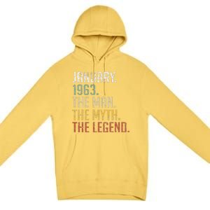 60 Year Old Gift January 1963 Man Myth Legend 60th Birthday Premium Pullover Hoodie