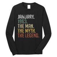 60 Year Old Gift January 1963 Man Myth Legend 60th Birthday Long Sleeve Shirt