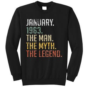 60 Year Old Gift January 1963 Man Myth Legend 60th Birthday Sweatshirt