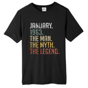 60 Year Old Gift January 1963 Man Myth Legend 60th Birthday Tall Fusion ChromaSoft Performance T-Shirt