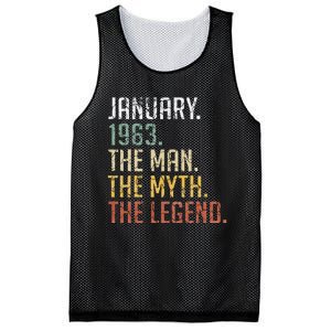 60 Year Old Gift January 1963 Man Myth Legend 60th Birthday Mesh Reversible Basketball Jersey Tank