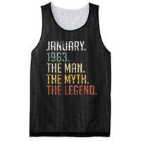 60 Year Old Gift January 1963 Man Myth Legend 60th Birthday Mesh Reversible Basketball Jersey Tank