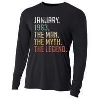 60 Year Old Gift January 1963 Man Myth Legend 60th Birthday Cooling Performance Long Sleeve Crew