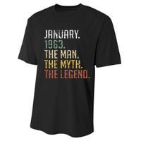 60 Year Old Gift January 1963 Man Myth Legend 60th Birthday Performance Sprint T-Shirt