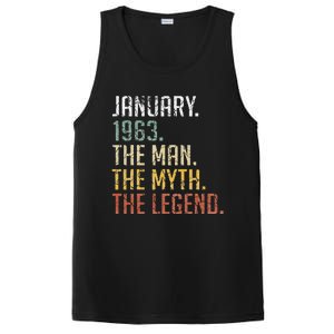 60 Year Old Gift January 1963 Man Myth Legend 60th Birthday PosiCharge Competitor Tank