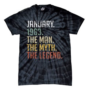 60 Year Old Gift January 1963 Man Myth Legend 60th Birthday Tie-Dye T-Shirt