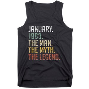 60 Year Old Gift January 1963 Man Myth Legend 60th Birthday Tank Top