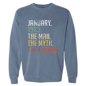 60 Year Old Gift January 1963 Man Myth Legend 60th Birthday Garment-Dyed Sweatshirt