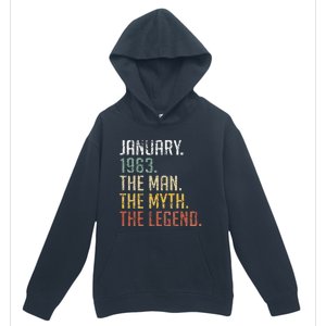 60 Year Old Gift January 1963 Man Myth Legend 60th Birthday Urban Pullover Hoodie