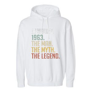 60 Year Old Gift January 1963 Man Myth Legend 60th Birthday Garment-Dyed Fleece Hoodie