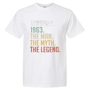 60 Year Old Gift January 1963 Man Myth Legend 60th Birthday Garment-Dyed Heavyweight T-Shirt