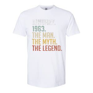 60 Year Old Gift January 1963 Man Myth Legend 60th Birthday Softstyle CVC T-Shirt