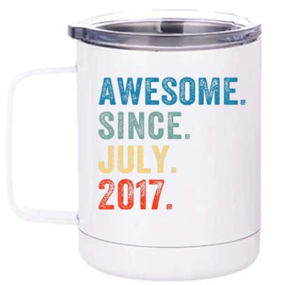 6 Year Old Gifts Awesome Since July 2017 6th Birthday 12 oz Stainless Steel Tumbler Cup