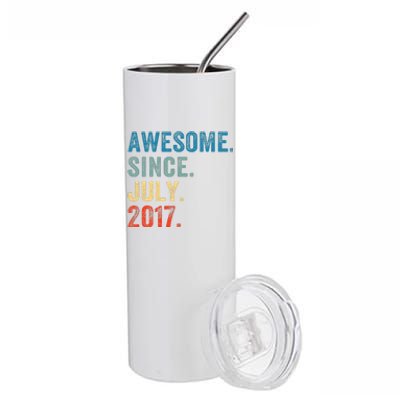 6 Year Old Gifts Awesome Since July 2017 6th Birthday Stainless Steel Tumbler