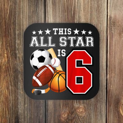 6 Year Old Sports Star Birthday Party All Sport 6th Gift Coaster