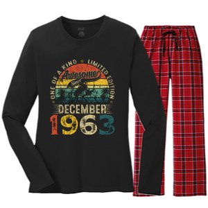 60 Years Old Made In December 1963 60th Birthday Gifts Wo Women's Long Sleeve Flannel Pajama Set 