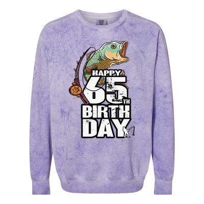 65 Years Old Fishing Fisherman Angler 65th Birthday Colorblast Crewneck Sweatshirt